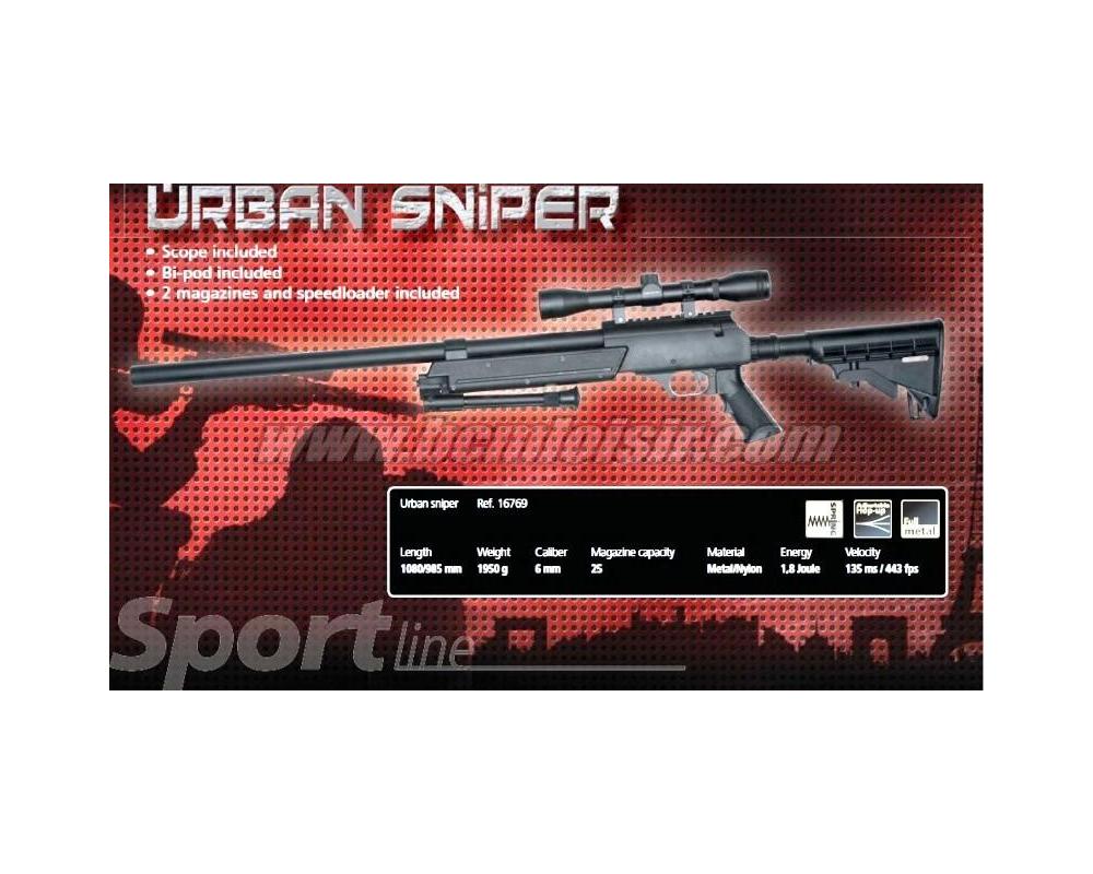 Fusil Urban Sniper Metal Spring Hop Up Pack Complet 16769