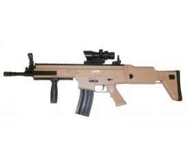 Gun combat series tan + lampe + scope + poignée RIS 1 J