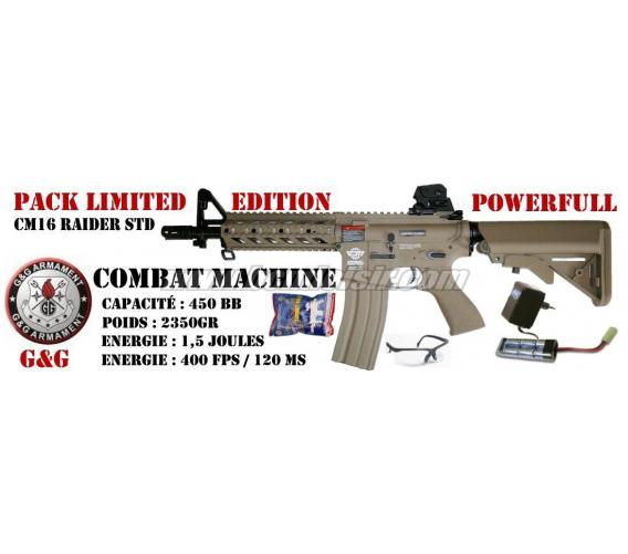 Pack CM16 Raider carbine combat machine by G&G desert